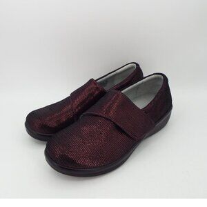 Alegria Lauryn Wine Weave Metallic Leather Slip On Comfort Shoes Size 40